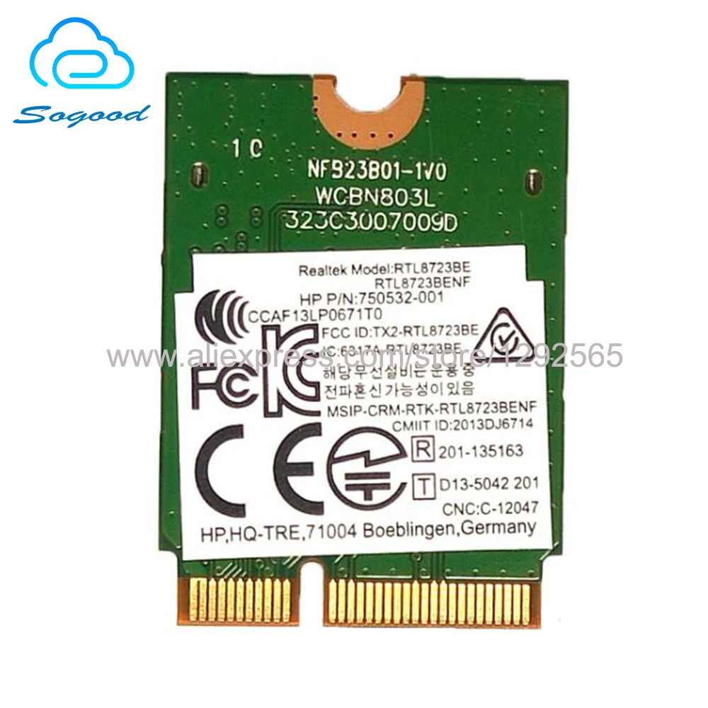 Беспроводная сетевая карта Wi-Fi Bluetooth 4 0 Realtek RTL8723BE RTL8723BENF 792204-001 NGFF/M.2 для DELL Acer SPS