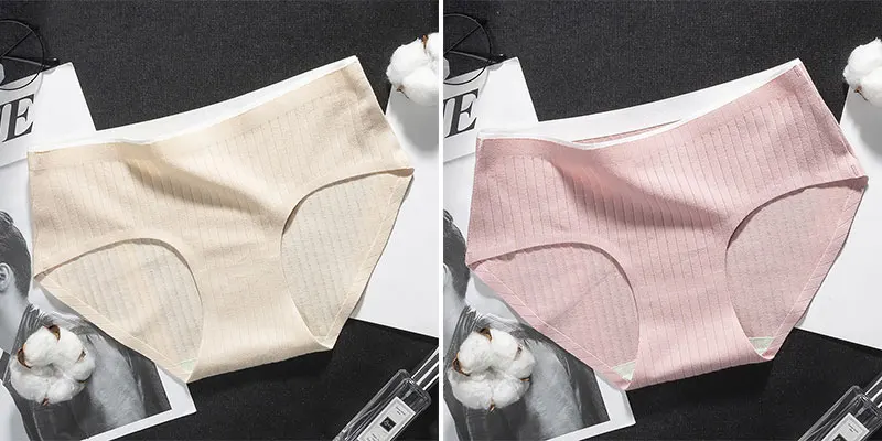 skin pink BZEL, женские трусы, хлопковые трусы, нижнее белье для девочек-подростков, дышащие трусы, женские трусы, повседневные полосатые трусики, 6 цветов - Цвет: skin pink