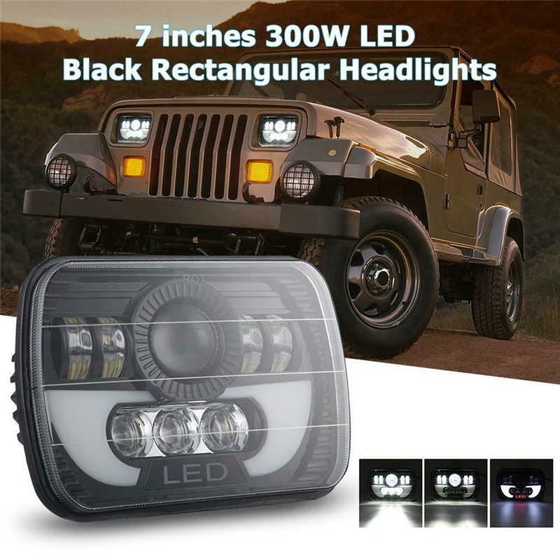 Светодиодный проектор 300 Вт 7x6 &quot5X7&quot фара дальнего и ближнего света Halo DRL Для Jeep