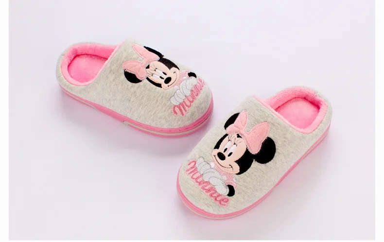Disney/Новинка года; зимние детские хлопковые тапочки; нескользящая теплая Домашняя обувь принцессы для девочек 5-12 лет