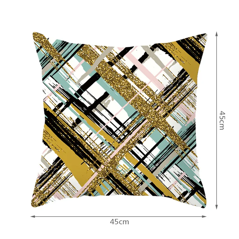 

Fuwatacchi Cross Colorful Gradient Stripe Cushion Cover Gold Line Throw Pillow Cover Decorative Pillow Cover Sofa Pillowcase