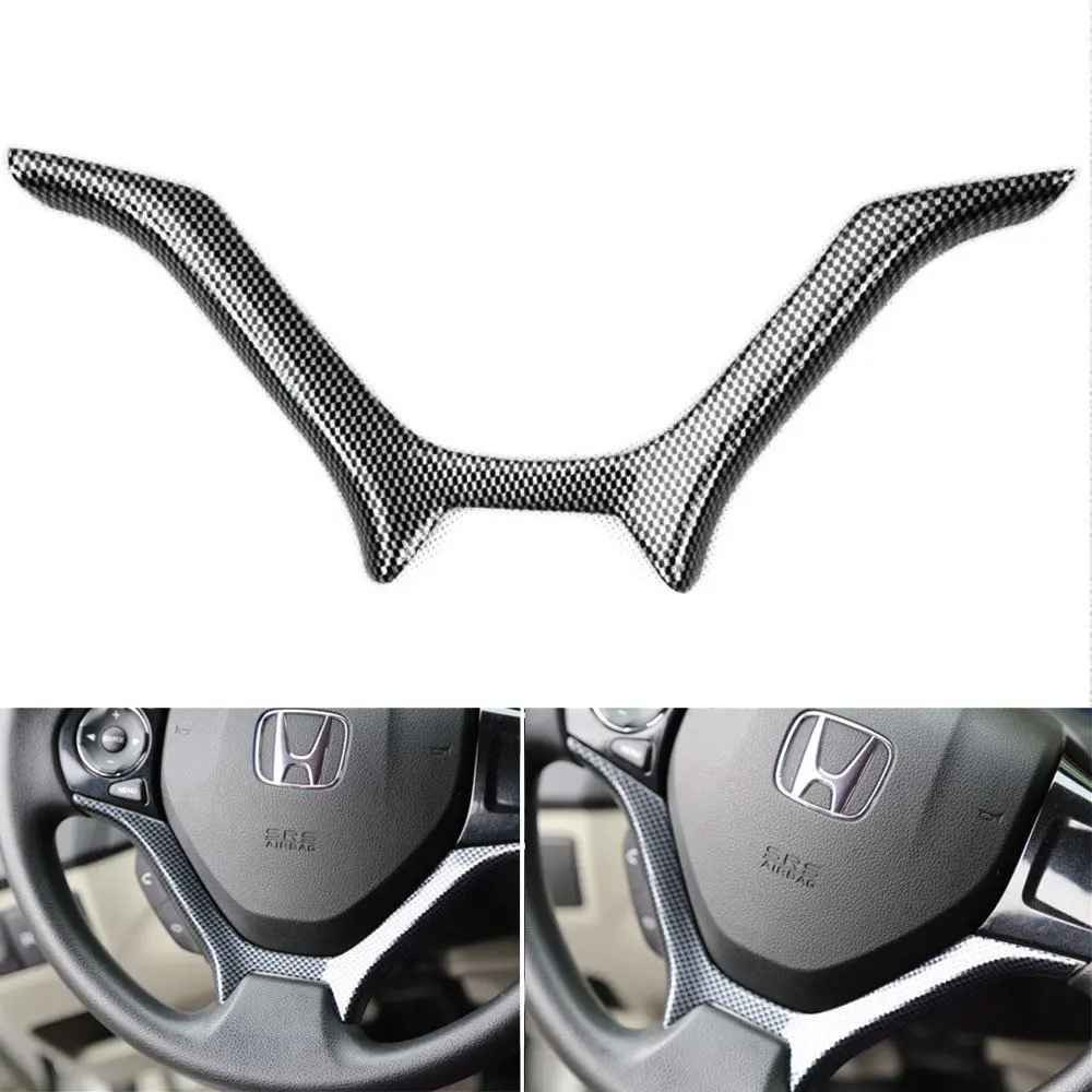 

Car Interior Mouldings Steering Wheel Carbon Fiber Color Cover Panel Trim Decal For Honda Civic 2012-2015 Car Styling Car Covers