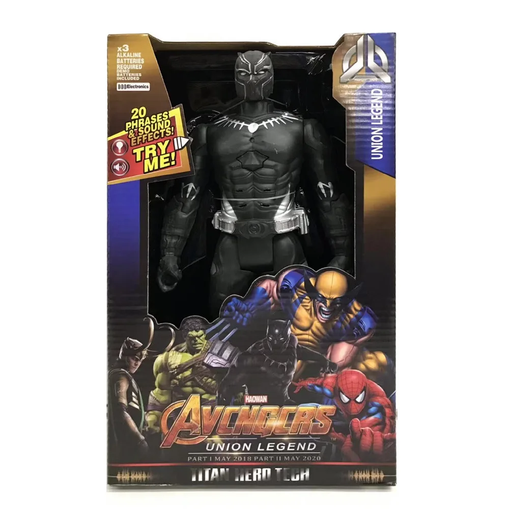 30 см Marvel Avengers Черная пантера светильник Музыкальная фигурка куклы игрушки ПВХ