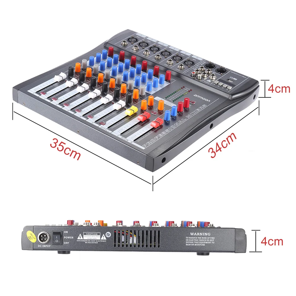 Микшерная консоль ammoon 60 USB 6 каналов микрофон аудио микшер 3 полосный EQ XLR вход 48 В