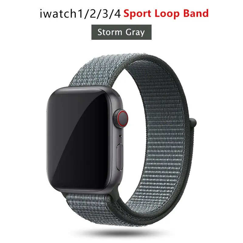 Storm gray Нейлоновый ремешок для Apple Watch 42 мм 38 мм iWatch 4 ремешка 44 мм 40 мм Браслет спортивная петля ремешок для часов ремень для часов дышащий 5 4 3 2 1 - Цвет ремешка: Storm gray
