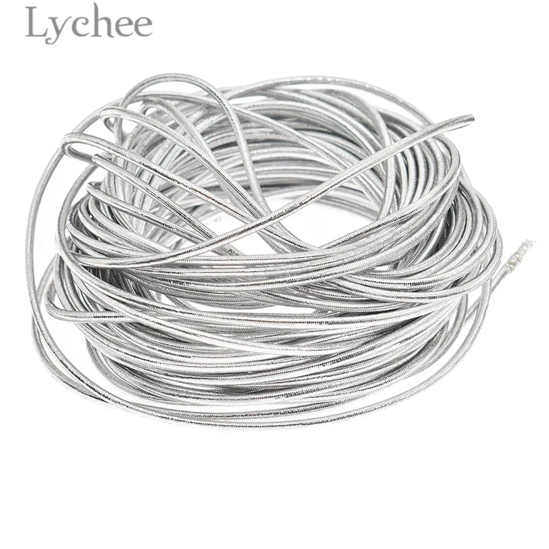 Lychee 10 м золотой серебряный цвет эластичный шнур круглая резиновая веревка для