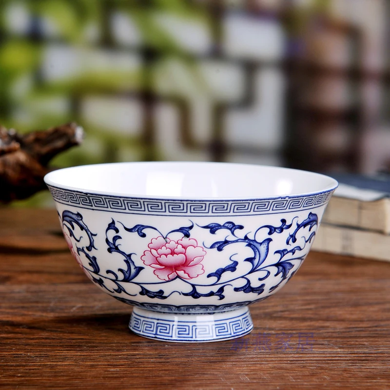 4 5/6 дюймов столовая посуда Jingdezhen сине белая фарфоровая чашка для риса китайские