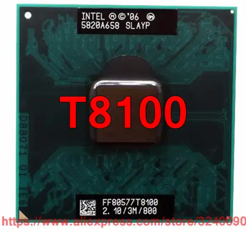 Оригинальный процессор lntel Core 2 Duo T8100, б/у, 2,10 ГГц, 800 МГц