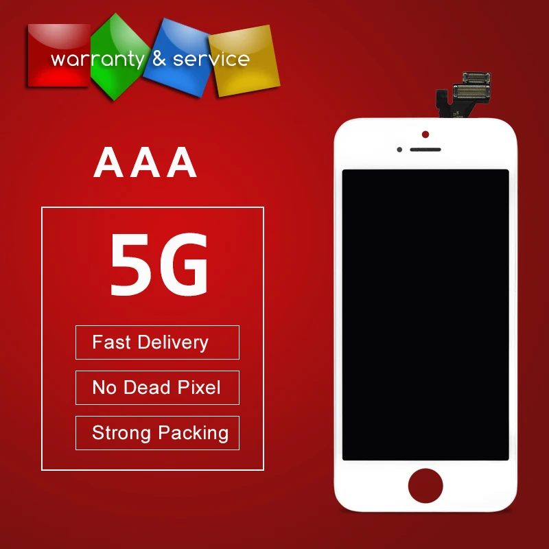 100% класс AAA абсолютно новый 10 шт. для iPhone 5 ЖК дисплей сенсорный экран в сборе с