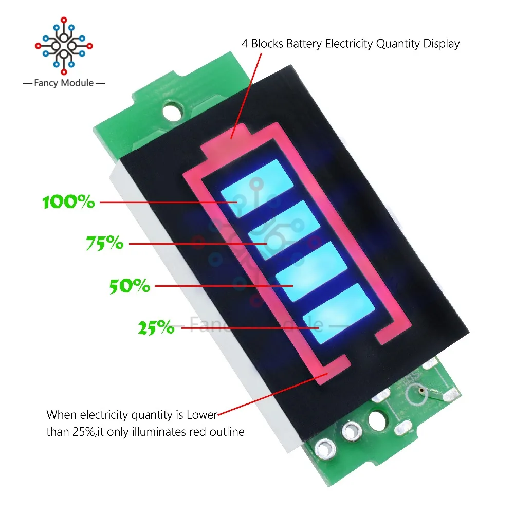 

Модуль индикатора емкости литиевых аккумуляторов 3 S, 3 серии, 12,6 в, синий дисплей, тестер мощности аккумулятора электромобиля, Li-po Li-ion