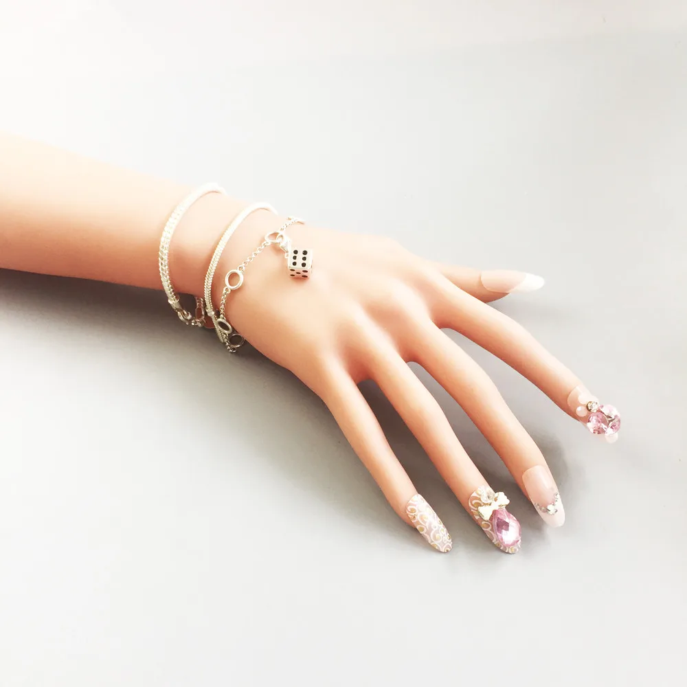 Серебряный Lucky Dice талисманы Подвески Fit Браслет для колье и сумки мода 2019 г. DIY Шарм