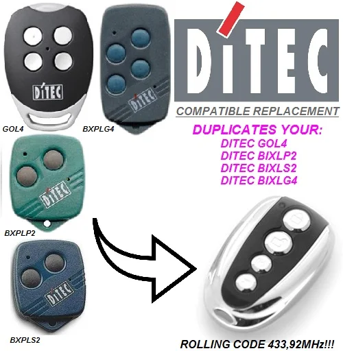 Для DITEC GOL4, BIXLP2, BIXLS2, BIXLG4 плавающий код 433 копировальный аппарат MHZ Замена Двери Гаража Пульт дистанционного управления