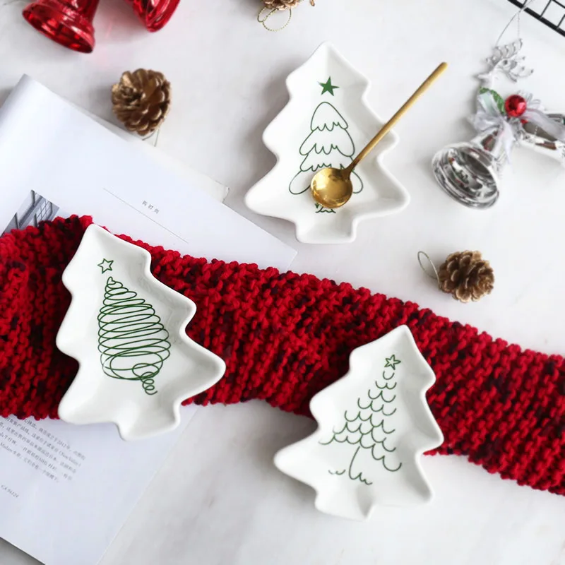 Набор из 4 обеденных тарелок на рождественскую елку керамические тарелки для