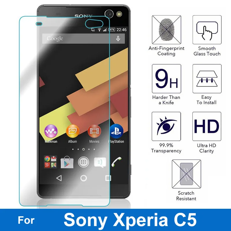Закаленное стекло для Sony Xperia C5 Ultra защитная пленка 2.5D 9H экрана E5506 LTE E5553 E5533 E5563 | - Фото №1
