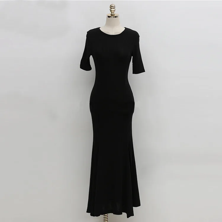 

2021 summer Korean version of the slim slimming tight hip modal short sleeve sexy split big swing dress Natural Regular