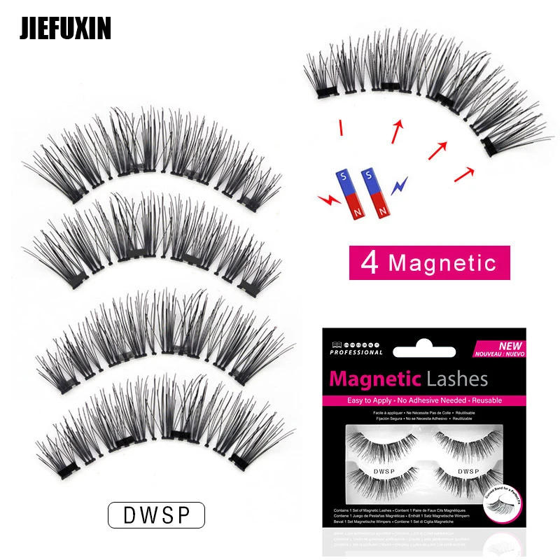10 пар/лот Магнитная ресницы с 4 магниты, магнитные lashes natural накладные ресницы намагниченные ресницы с пинцет для накладных ресниц