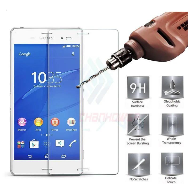Защитное стекло закаленное 9H для Sony Xperia Z3 D6603 D6616 D6633 D6643 D6653 L55t L55U|Защитные стёкла и
