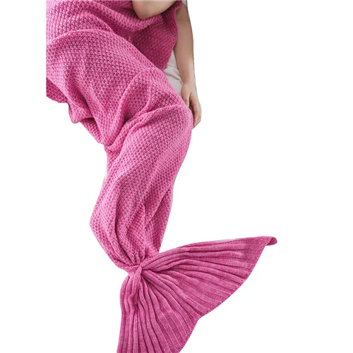 Rose Red Nosii мягкий теплый хвост русалки одеяло Спальный мешок вязанный крючком вязаный шерстяной для новорожденных детей - Цвет: Rose Red