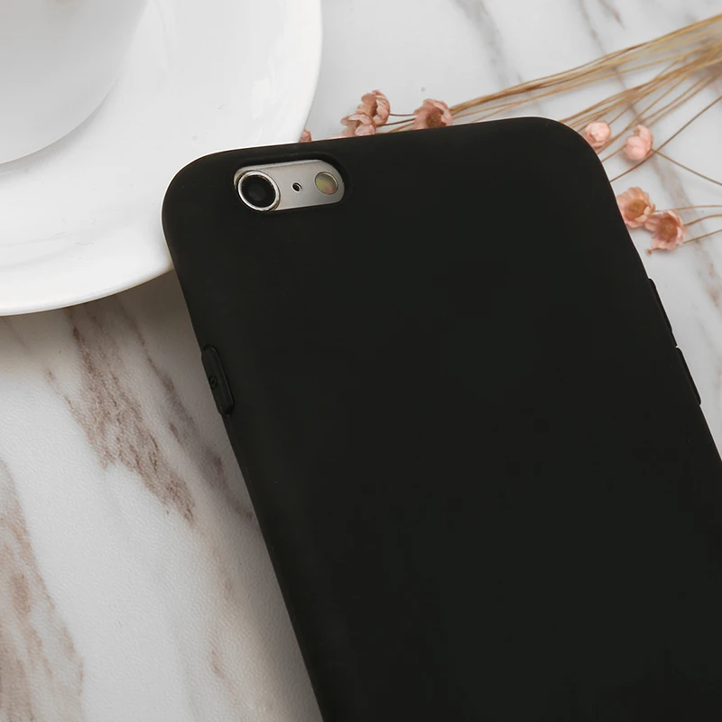 Simple candy Black Phone Case For Iphone X XS Max XR 8 7 6 6S Plus 5 5s Se Matte Full Soft Cover Cases Sheer Bags |