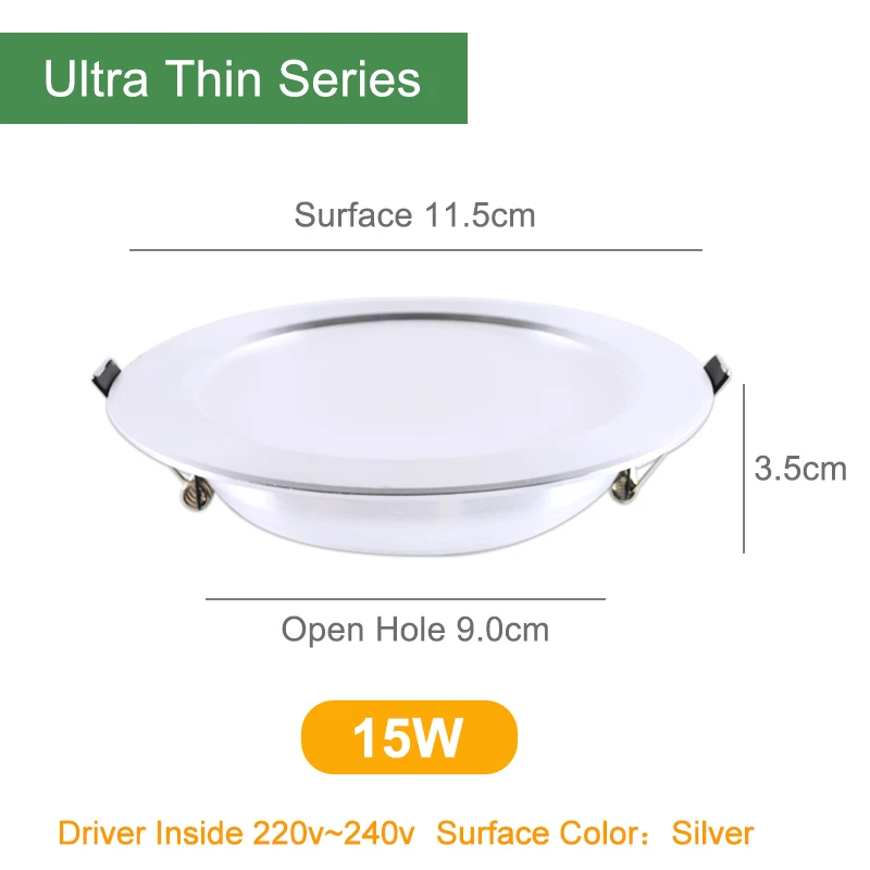 15W 115mm Ultra Thin Kaguyahime 4 шт. ультра тонкий светодиодный светильник 110 В 220 В круглый светодиодный потолочное утопленное пятно светильник вниз светильник 3 Вт-18 Вт 7 Вт 9 Вт 10 Вт 12 Вт 15 Вт - Испускаемый цвет: 15W 115mm Ultra Thin
