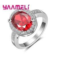 fire red disc 925 sterling silver wide face ring passion style wedding for brid groom ceremony jewelry best gift