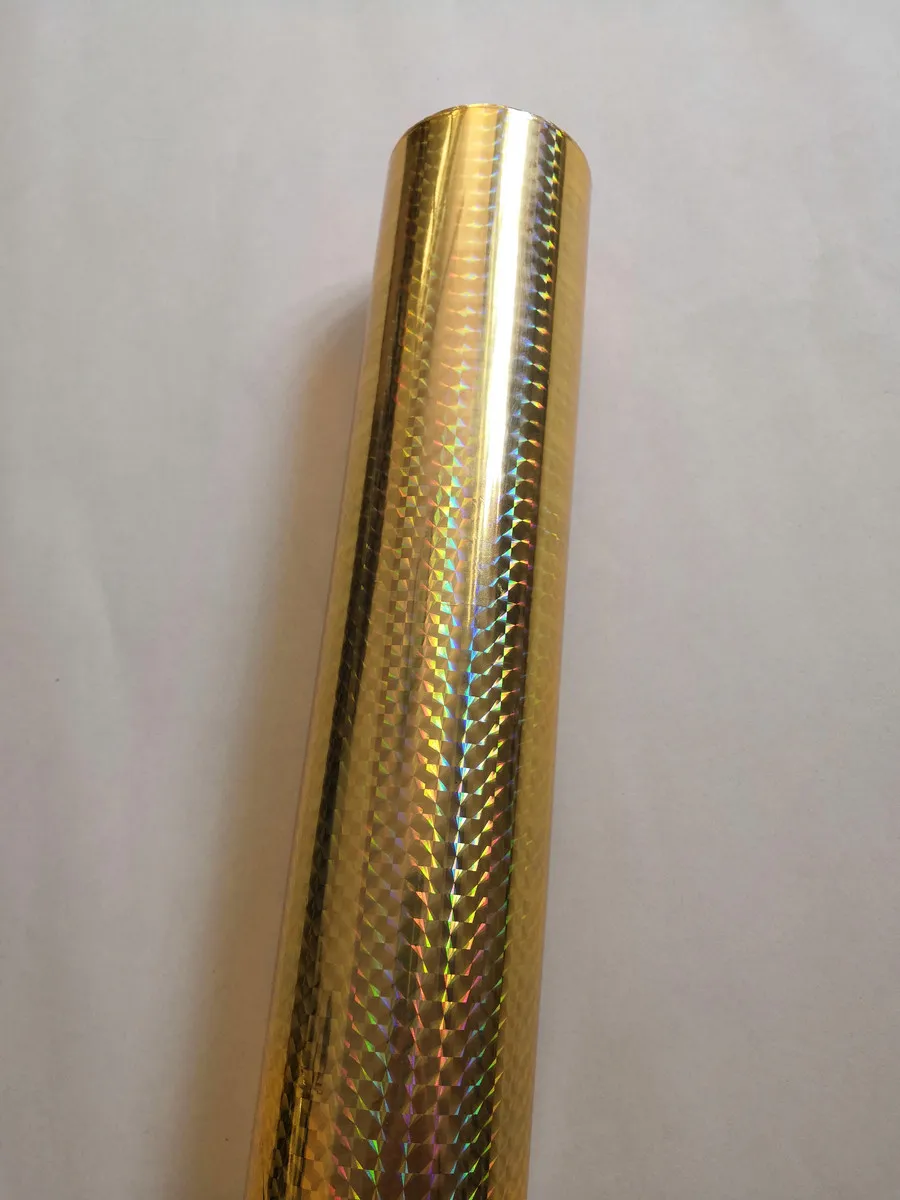 Holographic foil hot stamping foil gold color lattice pattern A02 hot press on paper or plastic 64cm x120m