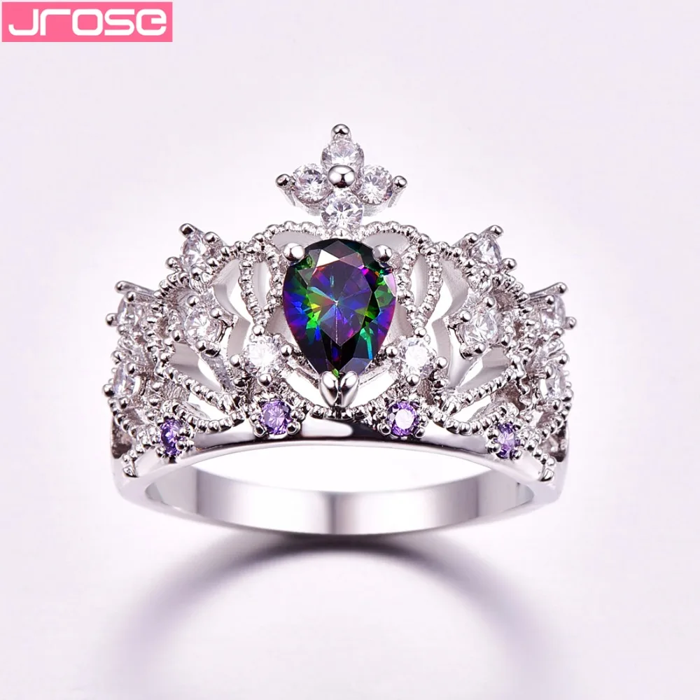 JROSE Корона модное ювелирное изделие принцессы королевы голубое белое Радужное с
