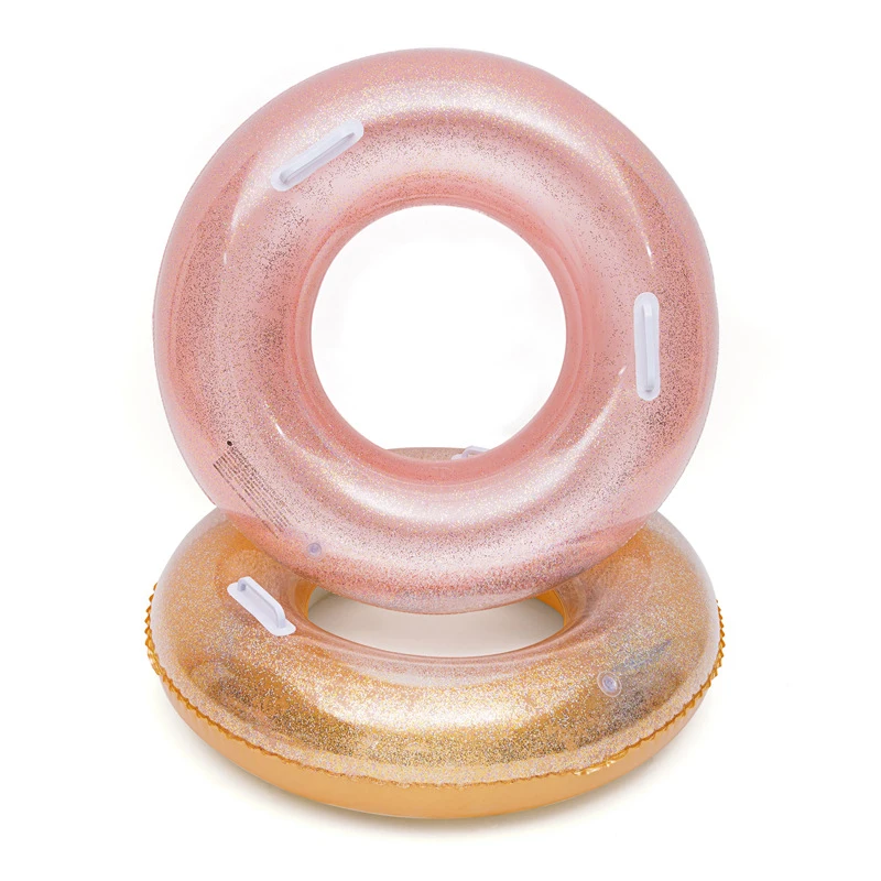 

120cm Sequins Swim Ring Crystal Clear Adult Inflatable Swimming Ring Inflatable Pool Float Water Party Toy