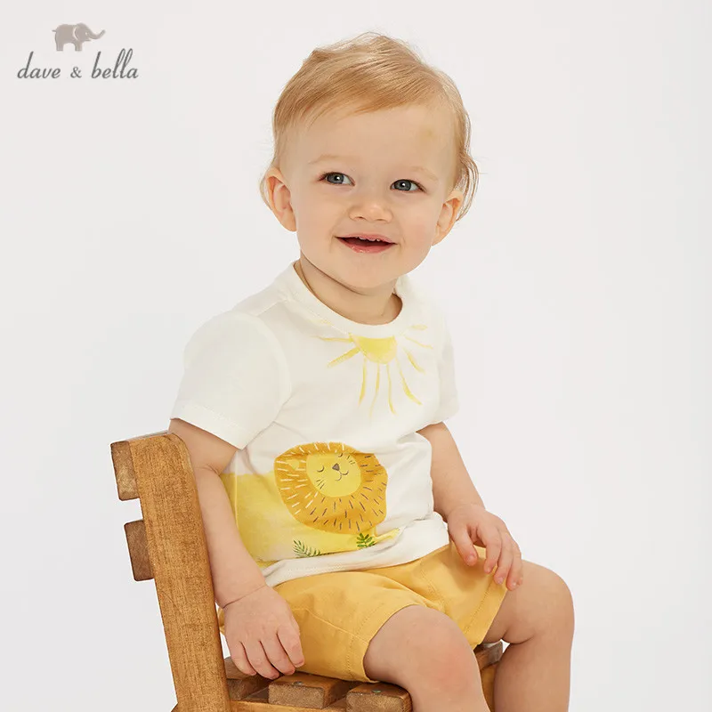 DBZ10269 dave bella summer baby boys fashion clothing sets casual short sleeve suits children print clothes |