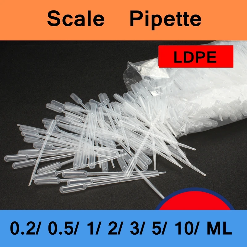 100CS/пакет 1 мл одноразовые пластиковые весы пипетки капельницы LDPE школьные
