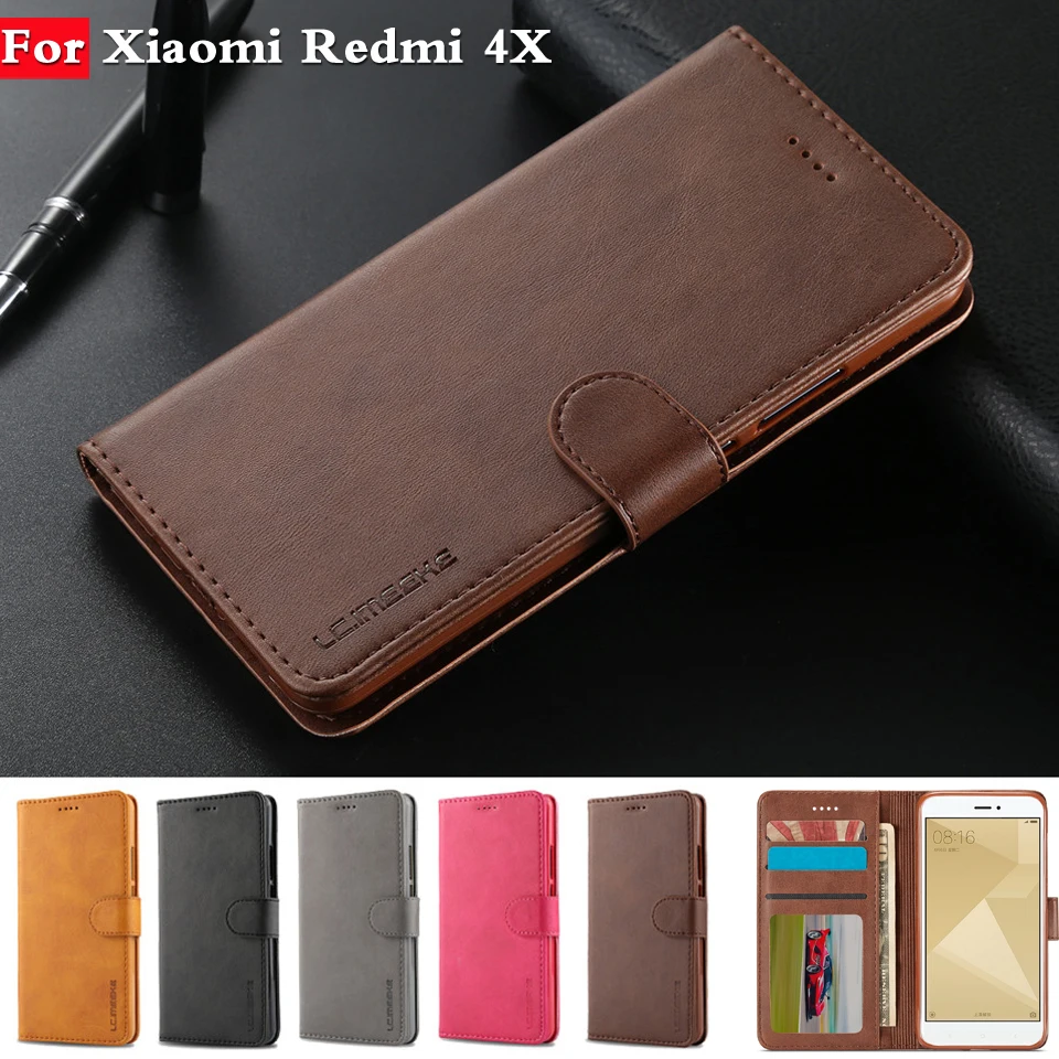 Кожаный футляр для Redmi 4x чехол кошелек из ТПУ телефона Xiaomi 4A Роскошный Флип