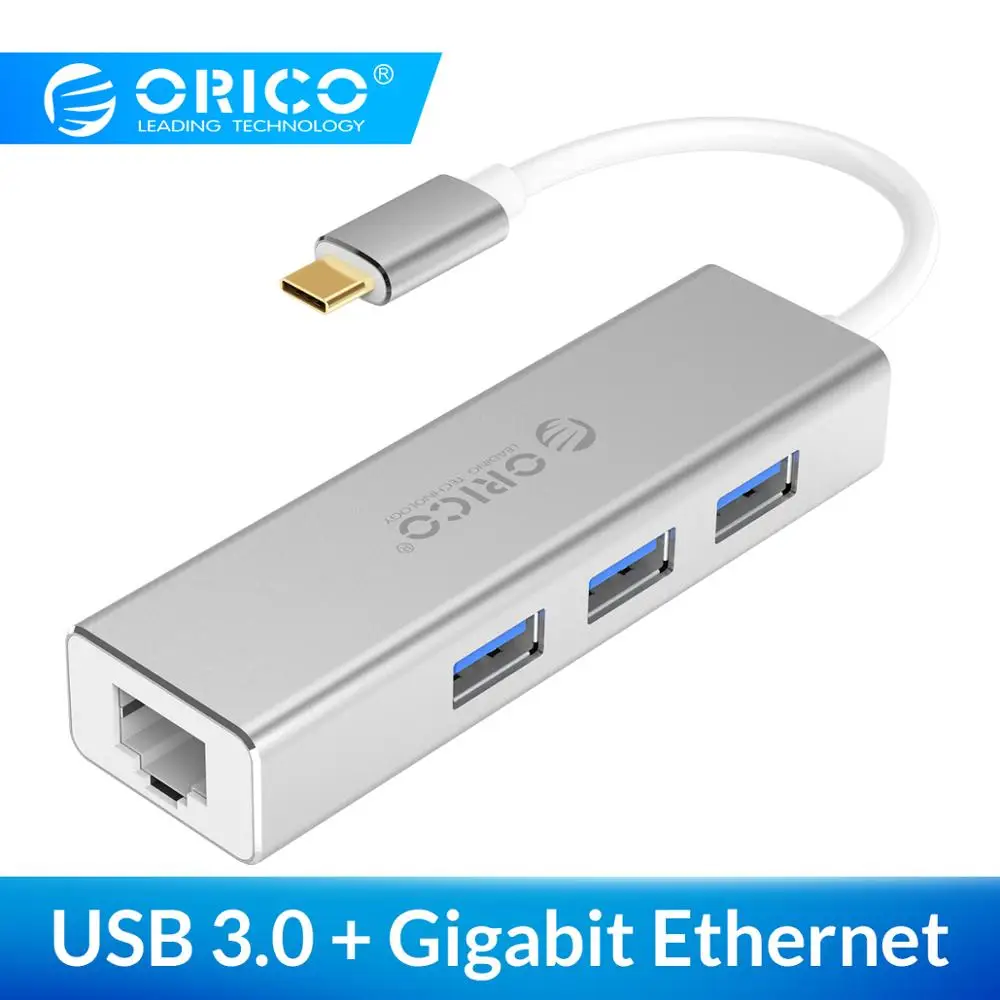 ORICO USB Ethernet Тип C USB3.0 к RJ45 хаб для Macbook pro из алюминиевого сплава адаптер Сетевая