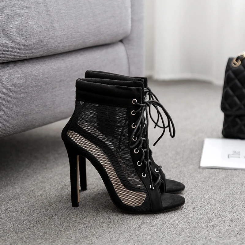 Женские летние босоножки на высоком каблуке 11 см женская обувь из сетчатого