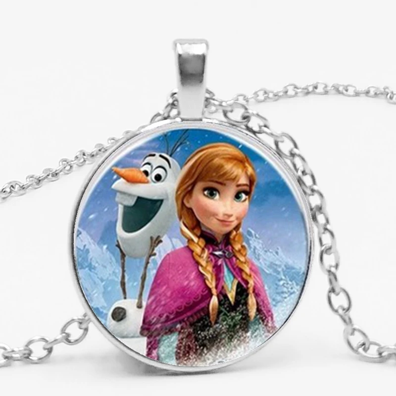 Новая подвеска с Анной подвеской Ge Elsa, ожерелье с изображением героев мультфильмов для девочек, ожерелье с драгоценными камнями, подарок для девочек, цепочка с мультяшным свитером