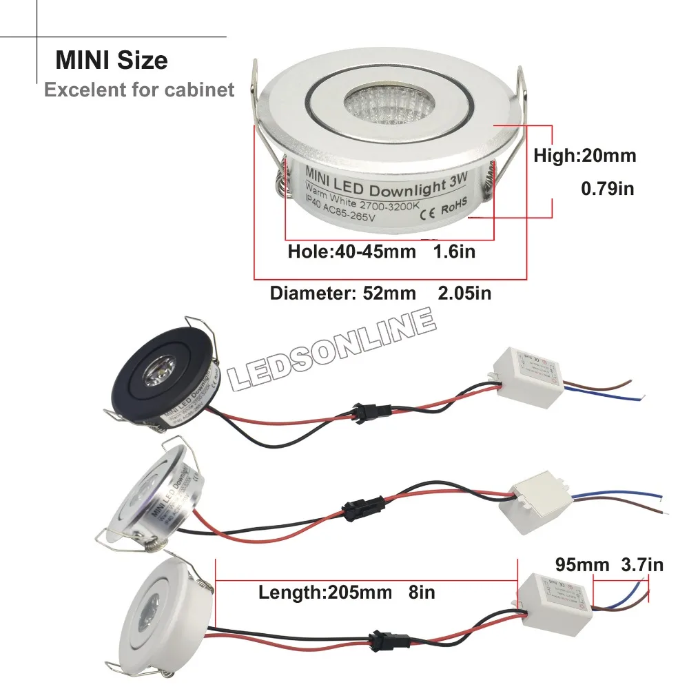 Miniluz led empotrable para armario, foco empotrable, controlador led, Blanco cálido naturaleza pura, blanco, plateado, negro, 10 AC85-265V