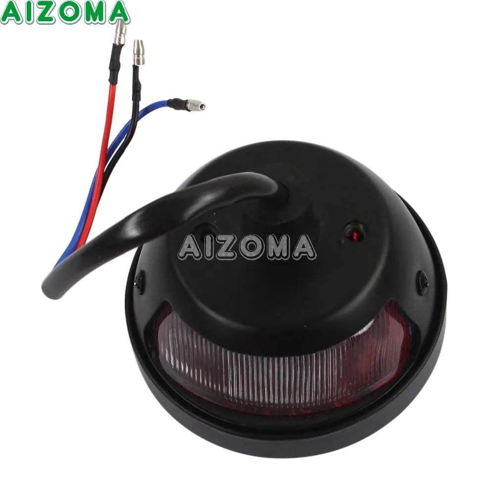 12v Retro Brake Rear Tail Light w/ LED License Plate Lights for Harley Chopper Cruisers Cafe Racer Motorcycles Black Stop Lamp |