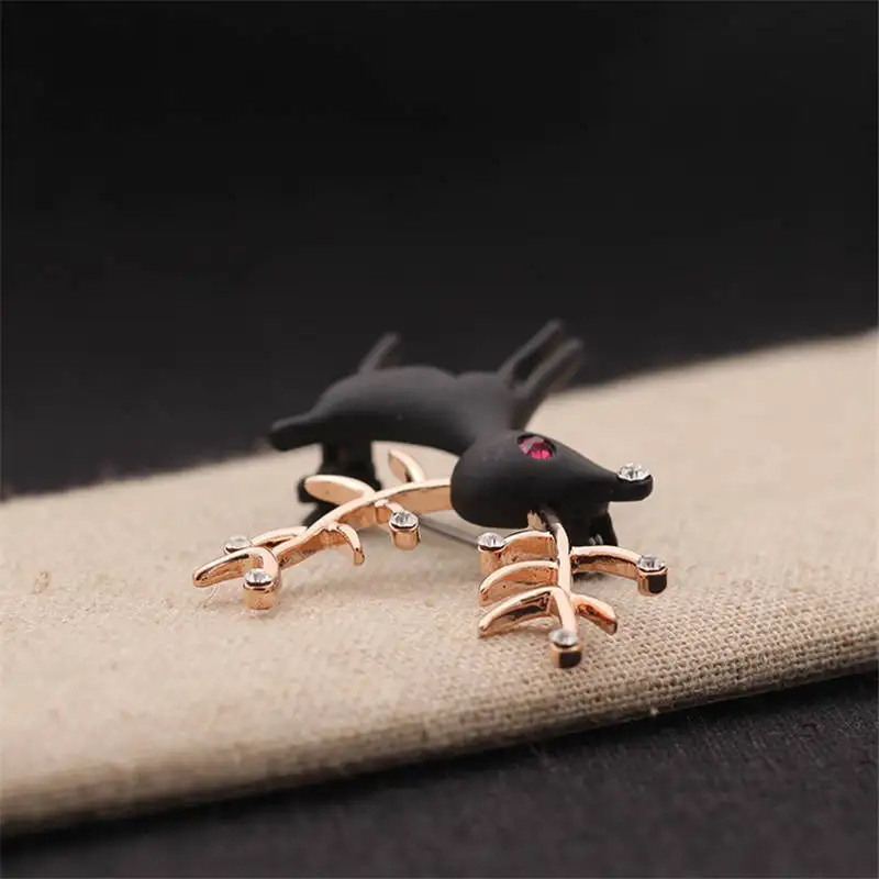 DoreenBeads винтажный черный олень значок животное булавка брошь для кардигана свитер