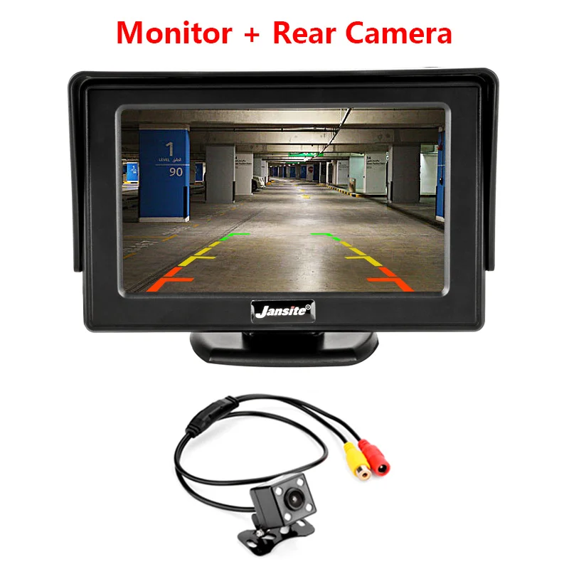 With Rear camera Jansite 4," TFT lcd Автомобильный Монитор цветной дисплей Беспроводная камера s камера заднего вида парковочная система для автомобильных мониторов заднего вида NTSC/PAL - Цвет: With Rear camera