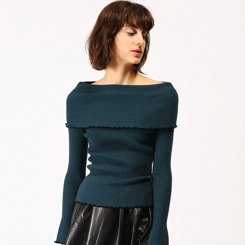 

Women Sweaters And Pullovers Polyester Slash Neck New Arrival Poncho Feminino 2018 New Style Knitted Sweater Sexy And