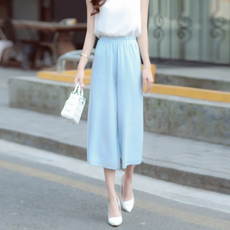 

South Korea Chiffon wide leg pants female summer casual culotte pants