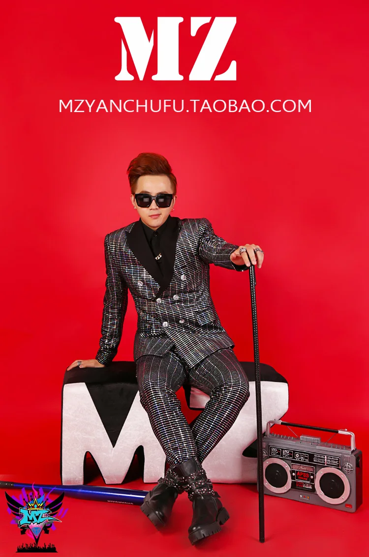 S 5xl 2021 новые мужские Тонкий Блейзер Gd Dj красочная Лазерная вышивку двубортный