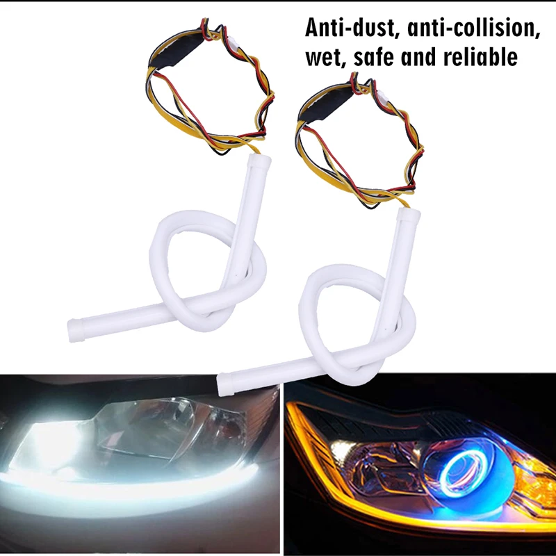 CARLitek 30/45/60 см Led DRL полоса белый желтый течет ходовой индикатор лампа указателя