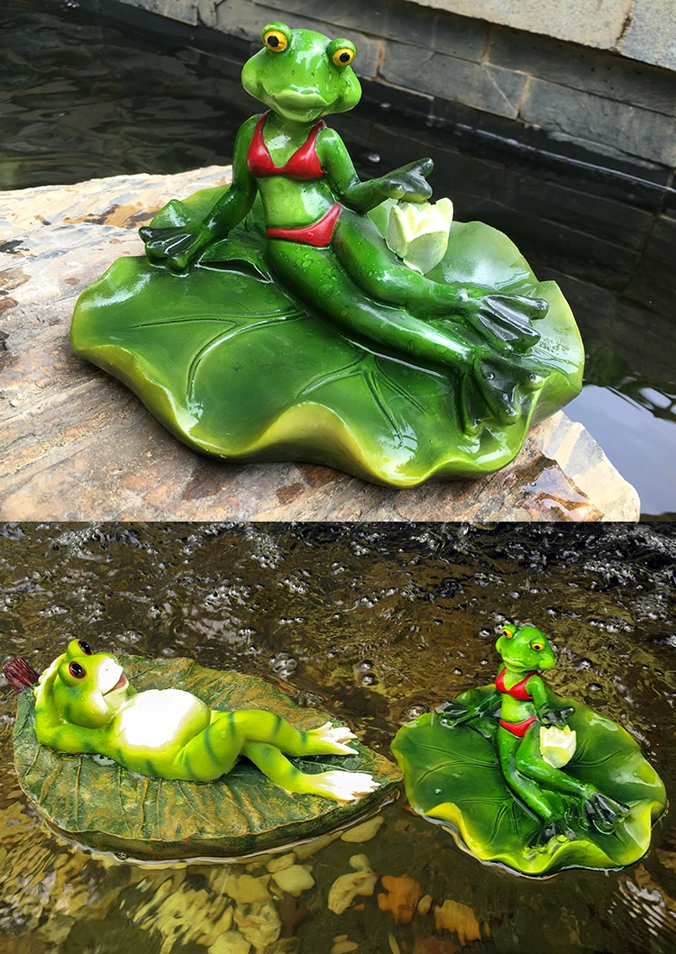 Садовые украшения открытый ландшафтный Поплавок воды лягушка смолы скульптуры животных украшения сада на открытом воздухе