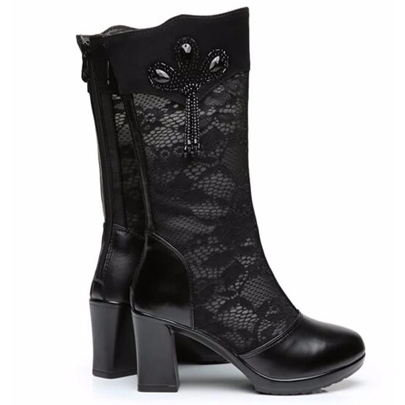 Женские полусапожки Corium на толстом каблуке демисезонные дышащие с круглым