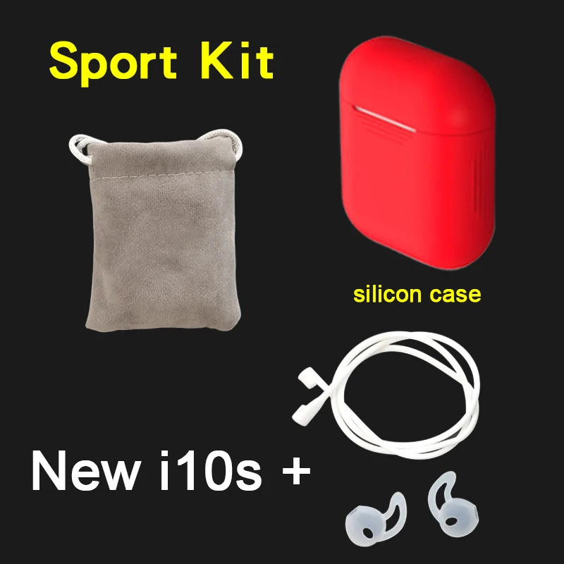 i10s sport kit red Обновленная Беспроводная bluetooth-гарнитура i10s tws 5D bass pk i10tws w1 чип для iPhone Android tws i10 - Цвет: i10s sport kit red