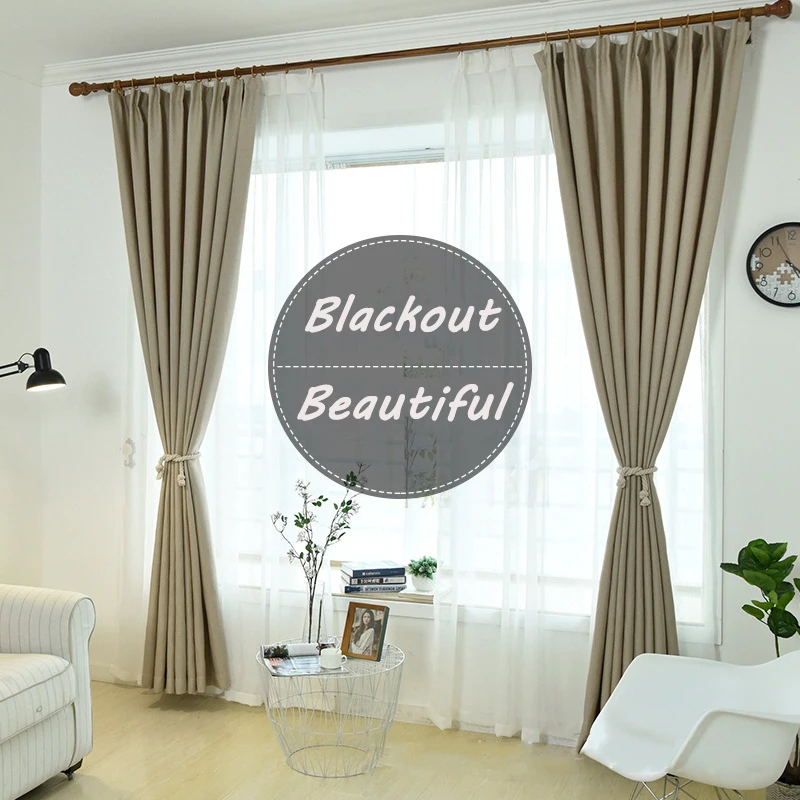 Современные однотонные хлопковые затемненные тканевые занавески для гостиной