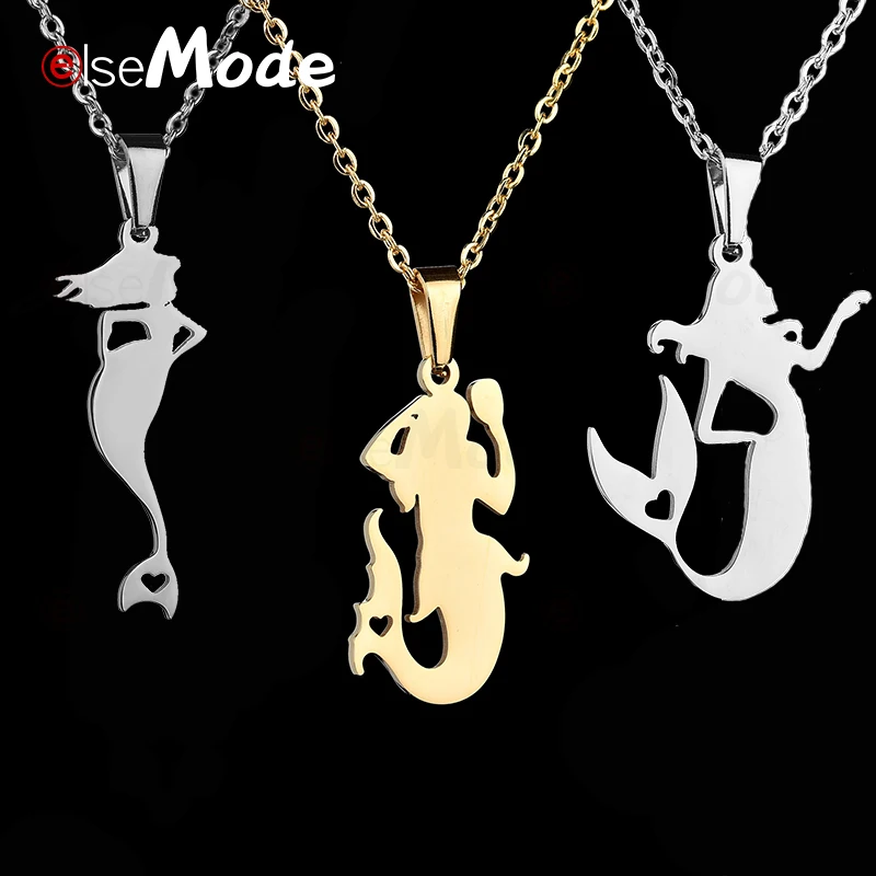 ELSEMODE сказочное ожерелье с подвеской в виде русалки для женщин золото 316L