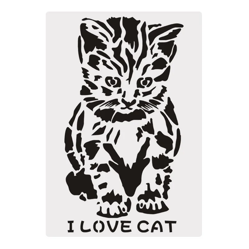26*18 см DIY Craft I Love Cat Design Layering трафареты для настенной живописи Ткань Живопись