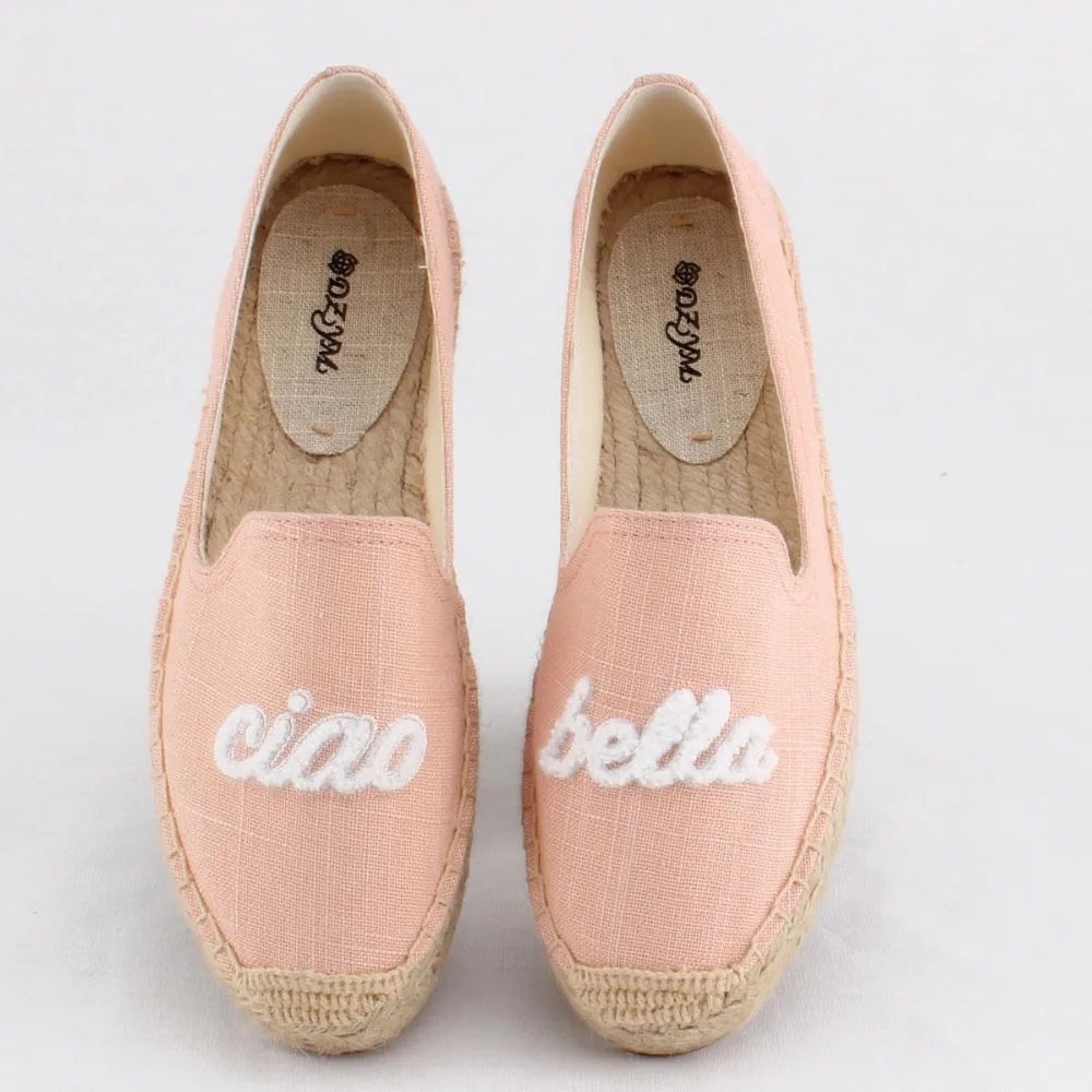 Женская обувь на плоской платформе Слипоны Лоферы с пеньковой подошвой Мокасины