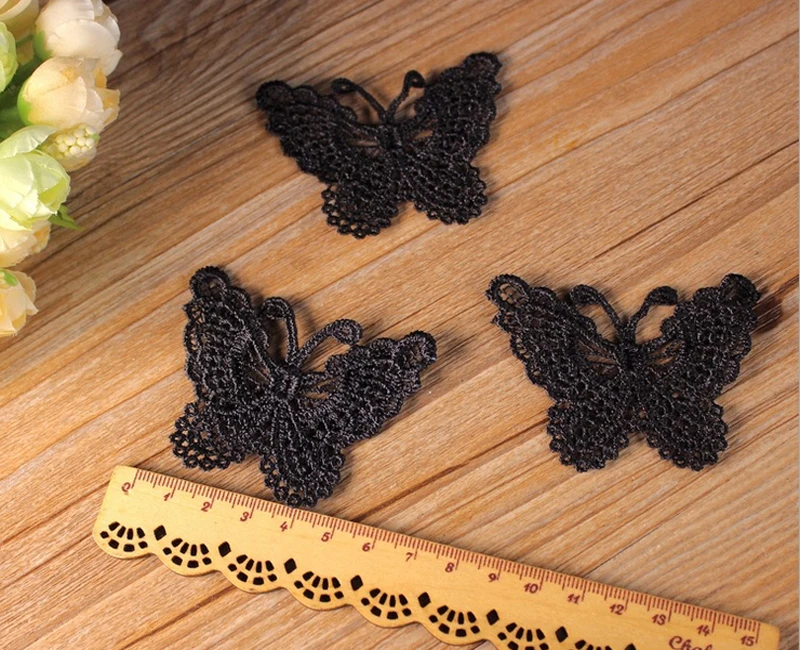 Черно-белая бабочка полиэстер водорастворимое шитье кружевная отделка